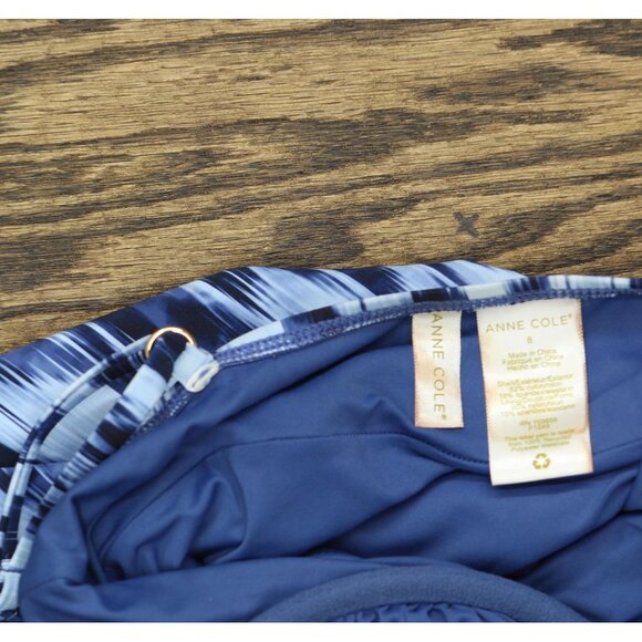 Anne Cole Dye Ikat One Shoulder Hidden Underwire Swimsuit Tie Dye Ikat Blue 8 - Picture 4 of 7